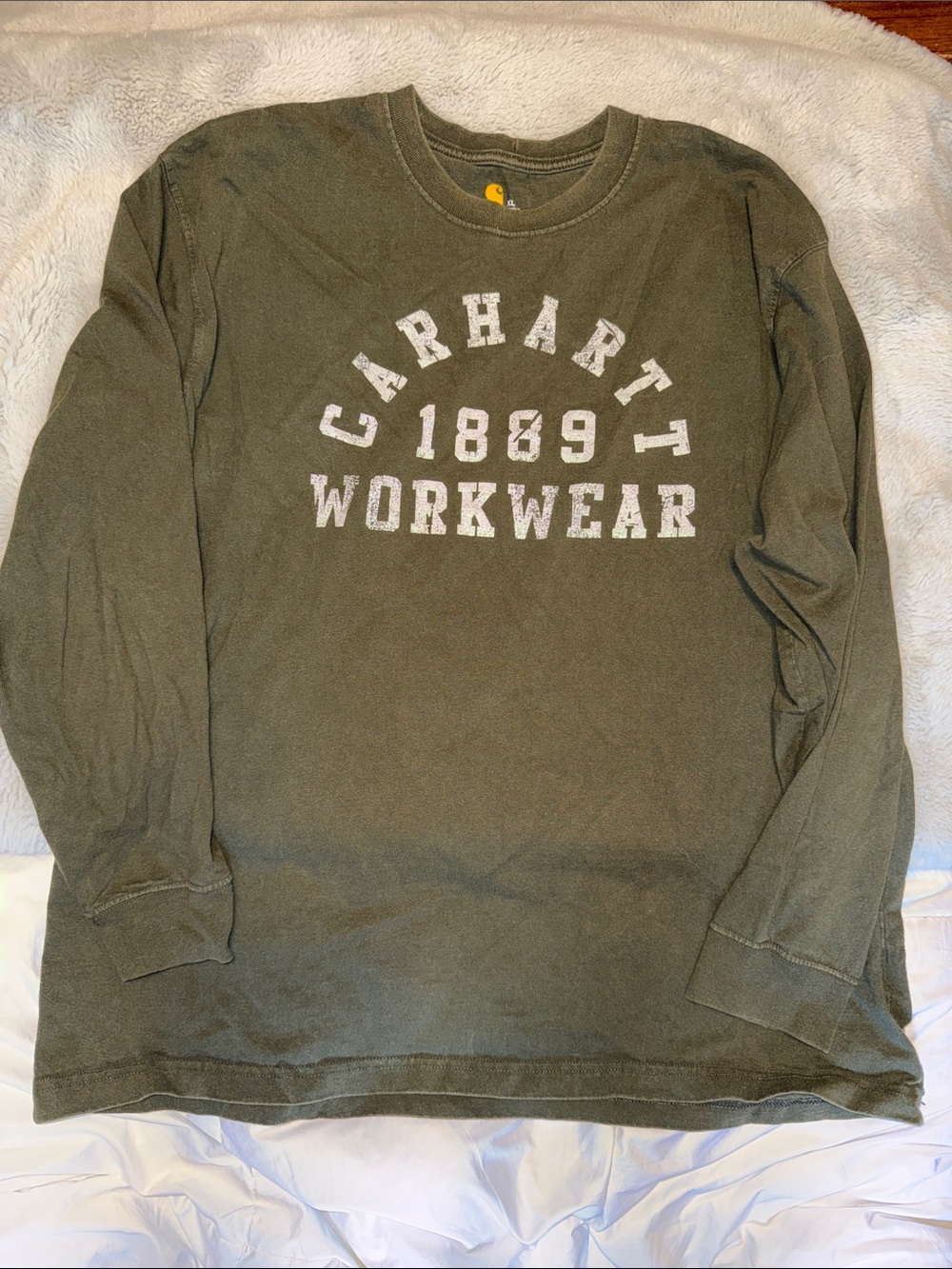 Carhartt Olive Green Long Sleeve Workwear Graphic Tee